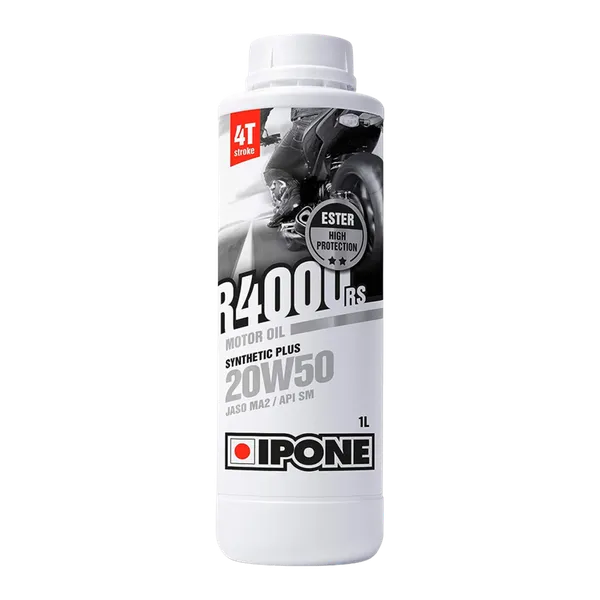 Aceite Motor para Moto Semi Sintético con Ester 20W50 Ipone R4000RS ROAD 4T 1 Lt